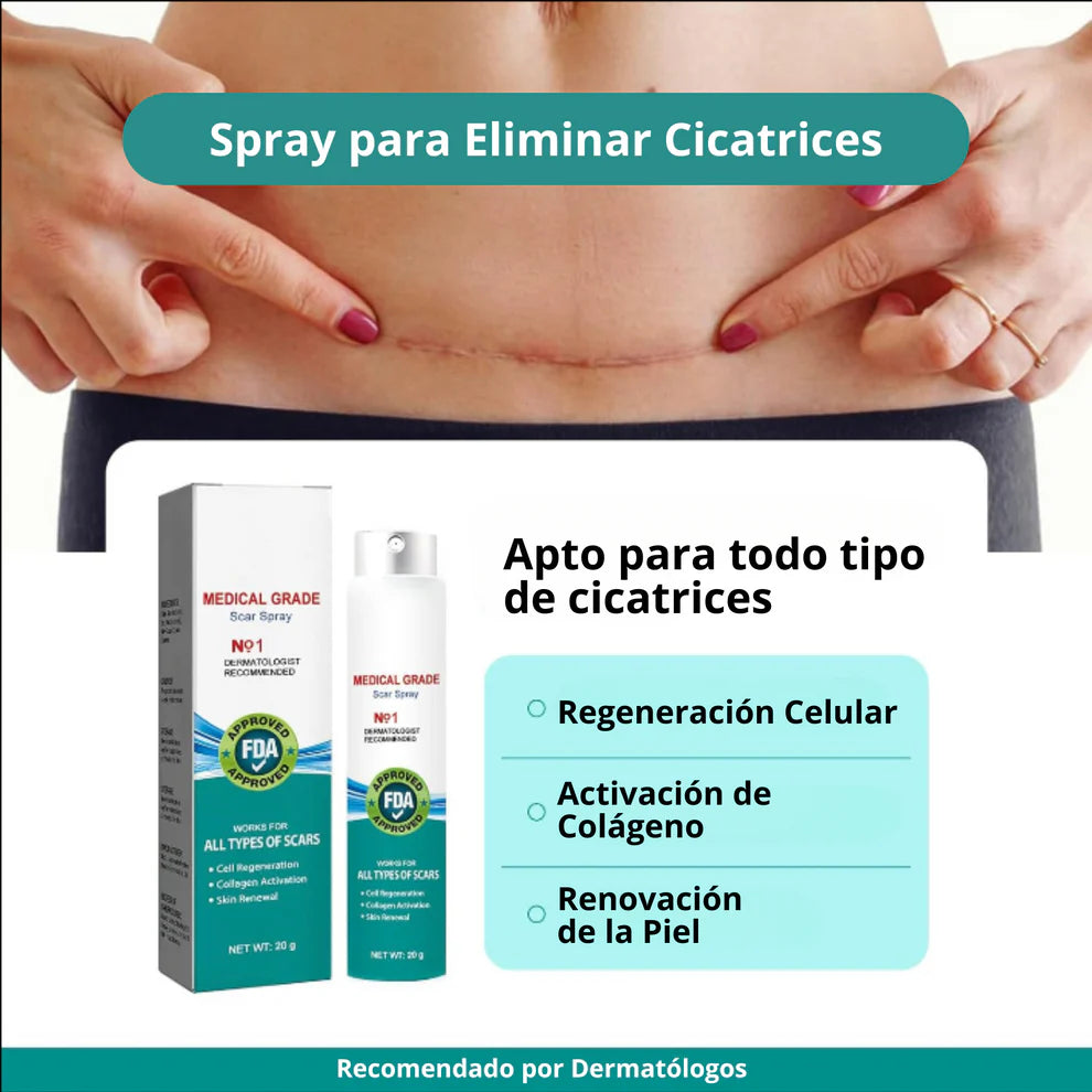 ScarSpray®: Spray avanzado para todo tipo de cicatrices: cicatrices de acné, cicatrices quirúrgicas y estrías
