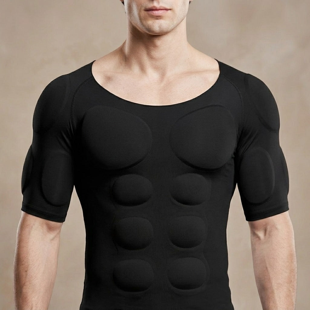 Close-up de los pads pectorales y abs