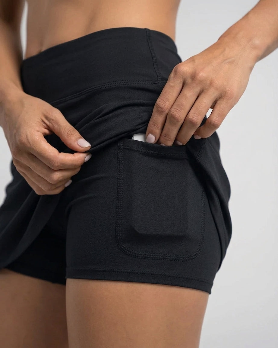 Detalle del bolsillo lateral en el short interno