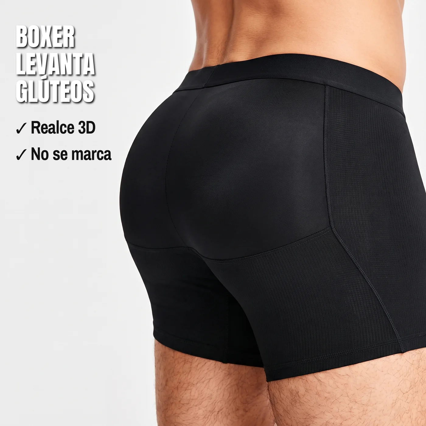 Boxer levanta glúteos negro - vista trasera con el realce 3D